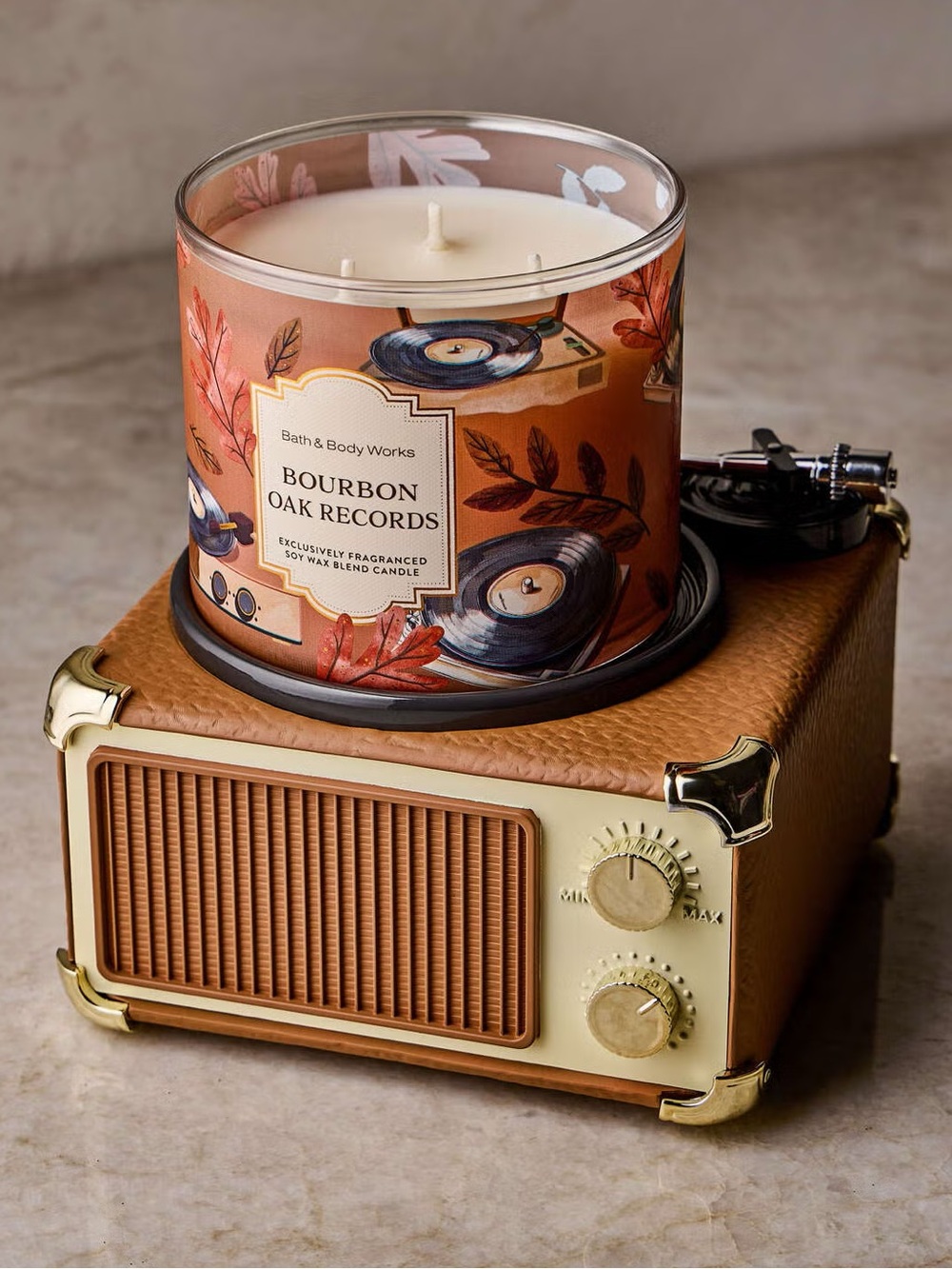 Bath & Body Works Record Player Pedestal 3-Wick Candle Holder